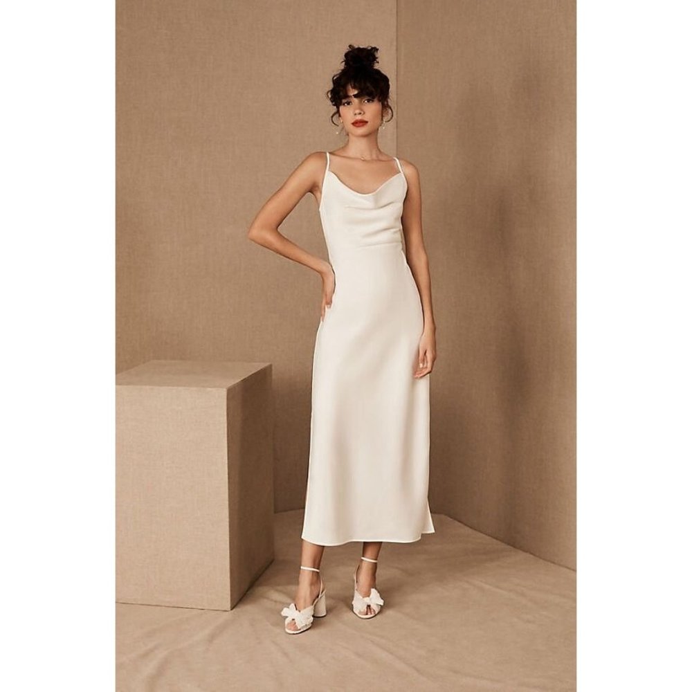 NEW Sachin + Babi White Cali Satin Charmeuse Midi Dress - Size 8